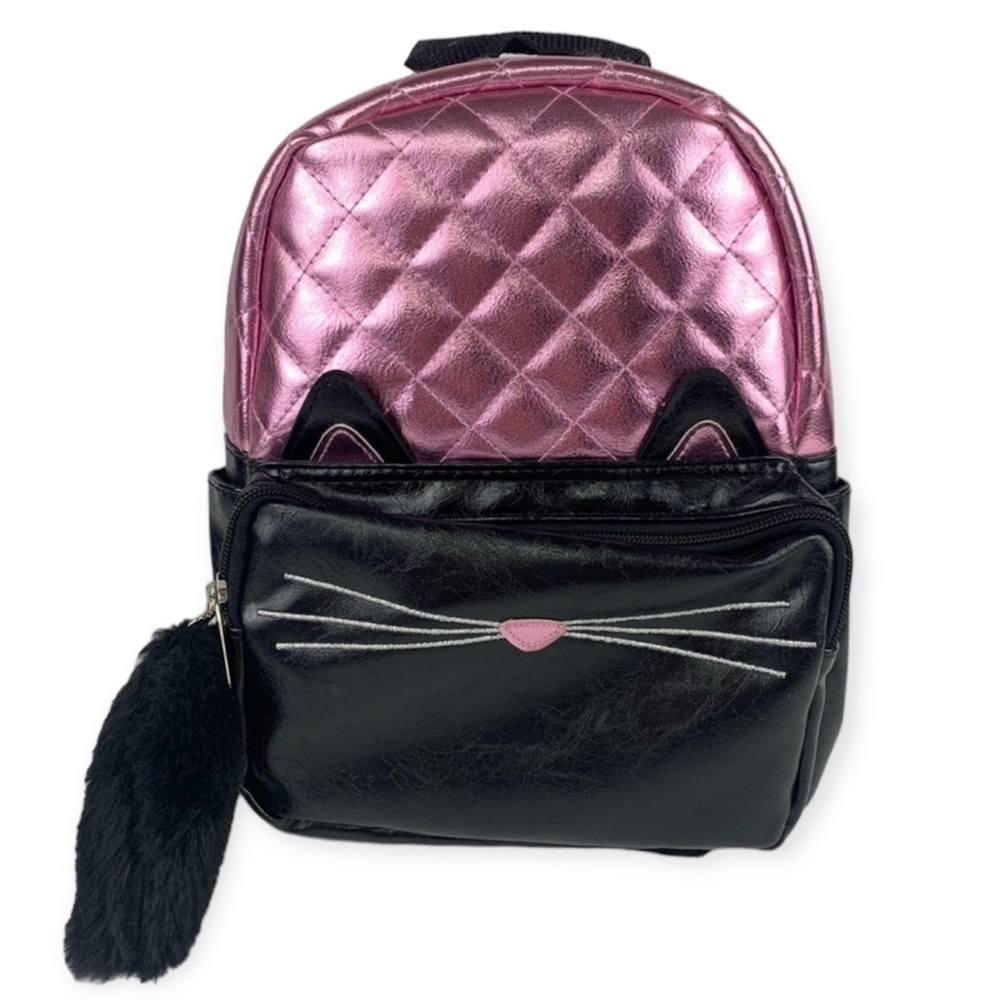 Justice Girls Kitty Cat Backpack Black Pink Mini